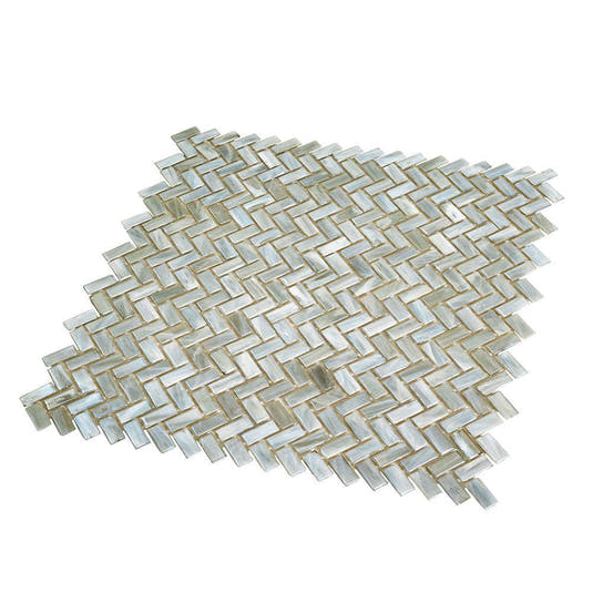 Pearl Herringbone Glass Mosaic Tile | Tile Club