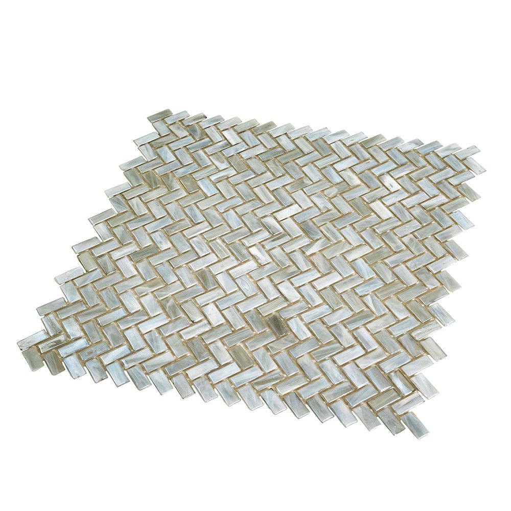 Pearl Herringbone Glass Mosaic Tile | Tile Club