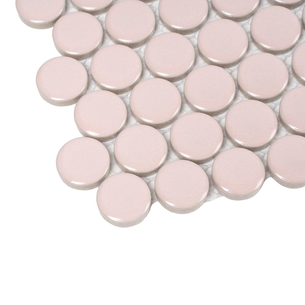 Pink Buttons Porcelain Penny Round Tile | Tile Club