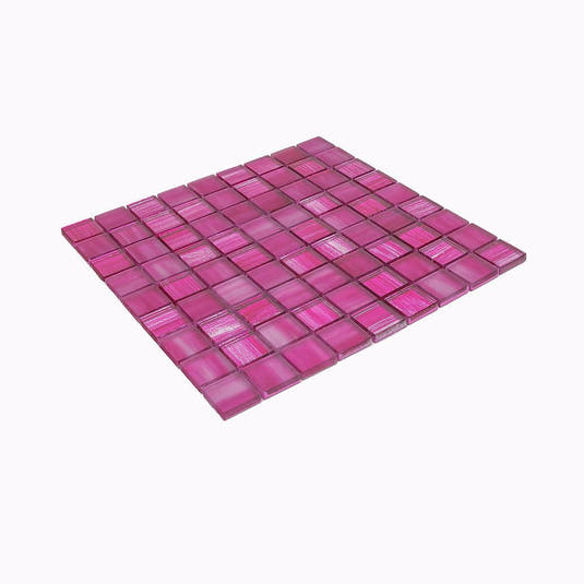Pink Foil Glossy And Frosted Square Mosaic Tile | Tile Club