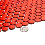 Red Buttons Porcelain Penny Round Tile | Tile Club