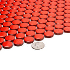 Red Buttons Porcelain Penny Round Tile | Tile Club