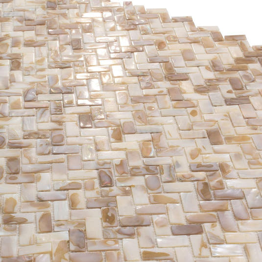 Seashell Dreams Herringbone Mosaic Tile | Tile Club