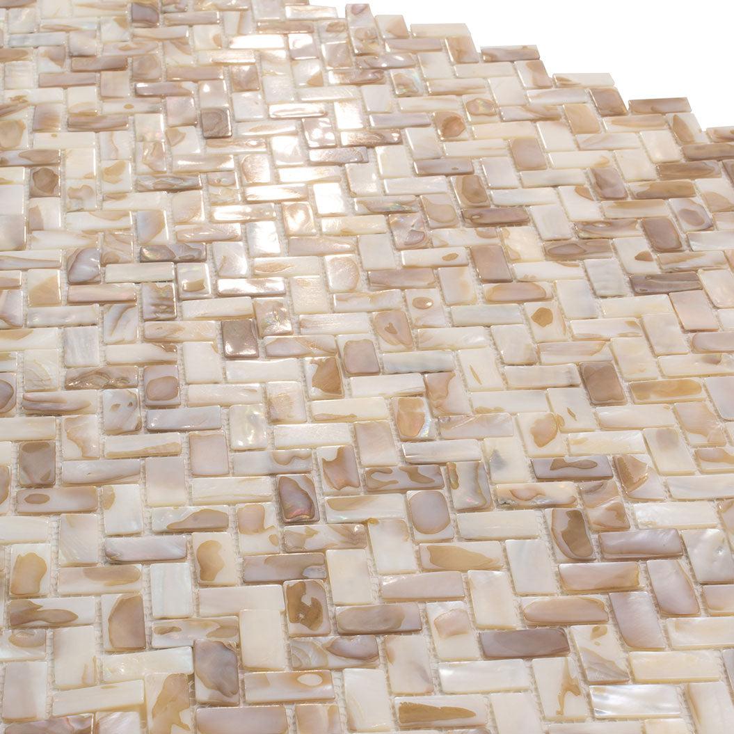 Seashell Dreams Herringbone Mosaic Tile