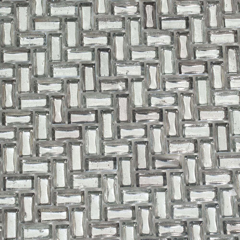 Silver Herringbone Mosaic Tile