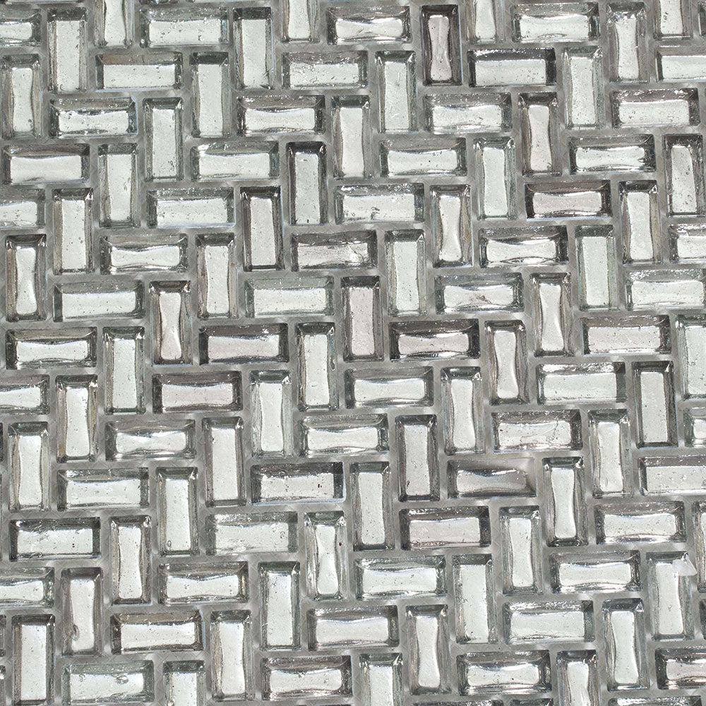 Silver Herringbone Mosaic Tile | Tile Club