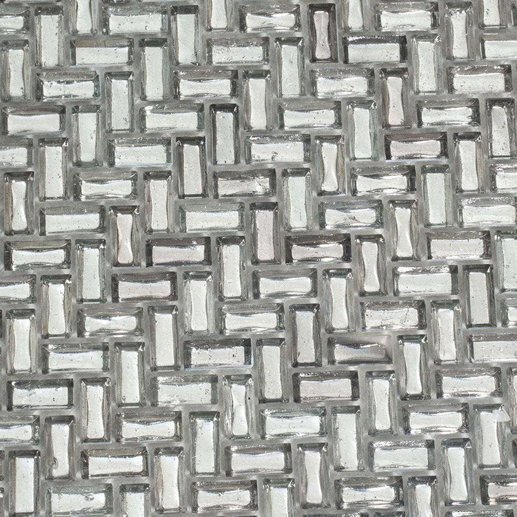 Silver Herringbone Mosaic Tile | Tile Club