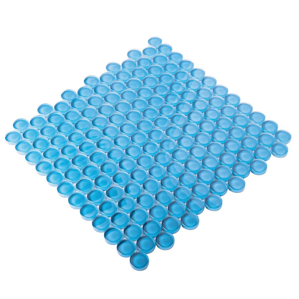 Sky Blue Penny Round Glass Tile | Tile Club