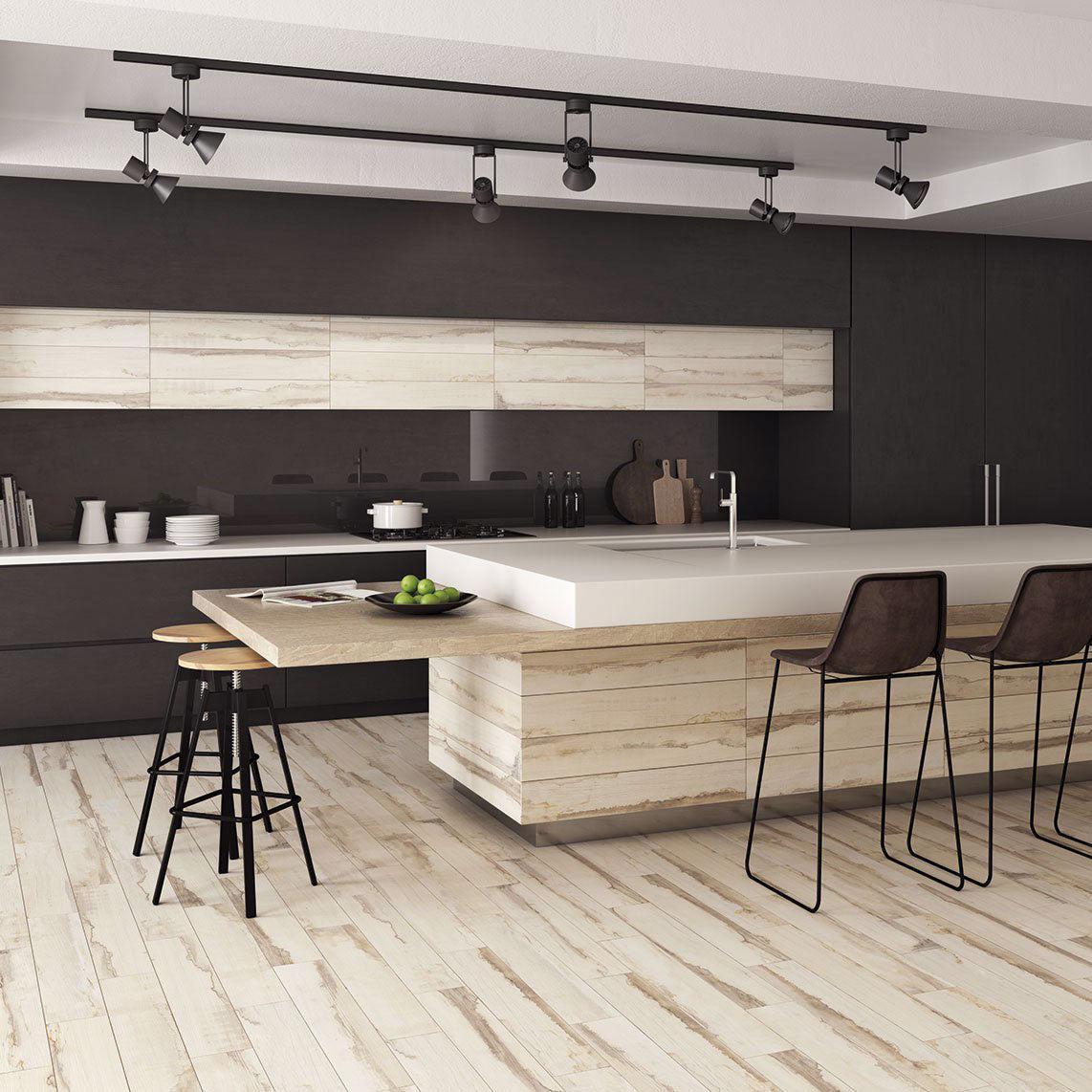 White Oak Look Wall and Floor Tile in Porcelain