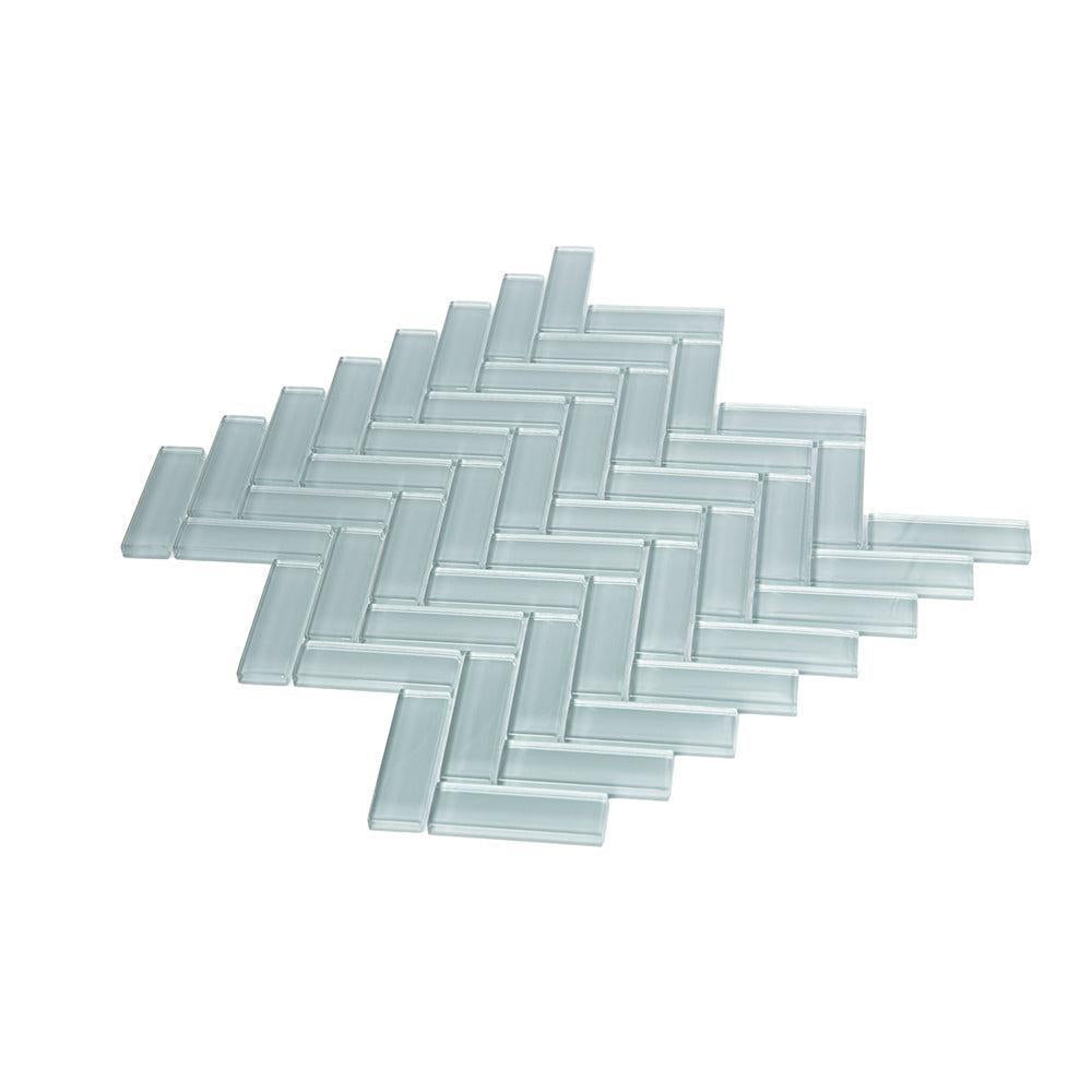 Chic Gray Herringbone Glass Tile | Tile Club