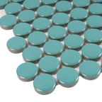 Teal Buttons Porcelain Penny Round Tile | Tile Club