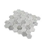 Textured Carrara And Glass Hexagon Mosaic Tile | Tile Club