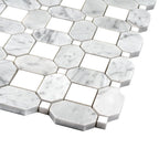 Thassos Square And Carrara Octagon Marble Mosaic Tile | Tile Club