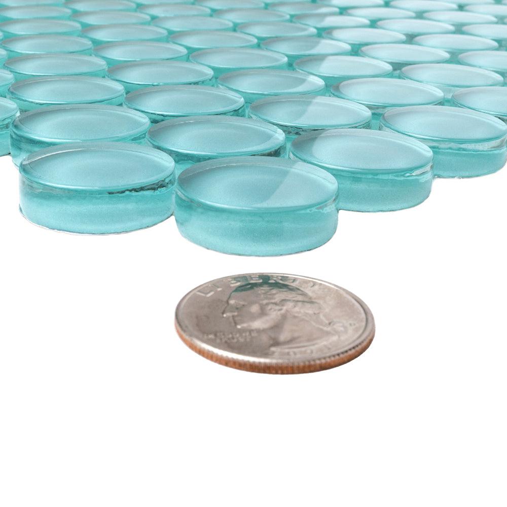 Turquoise Penny Round Glass Tile
