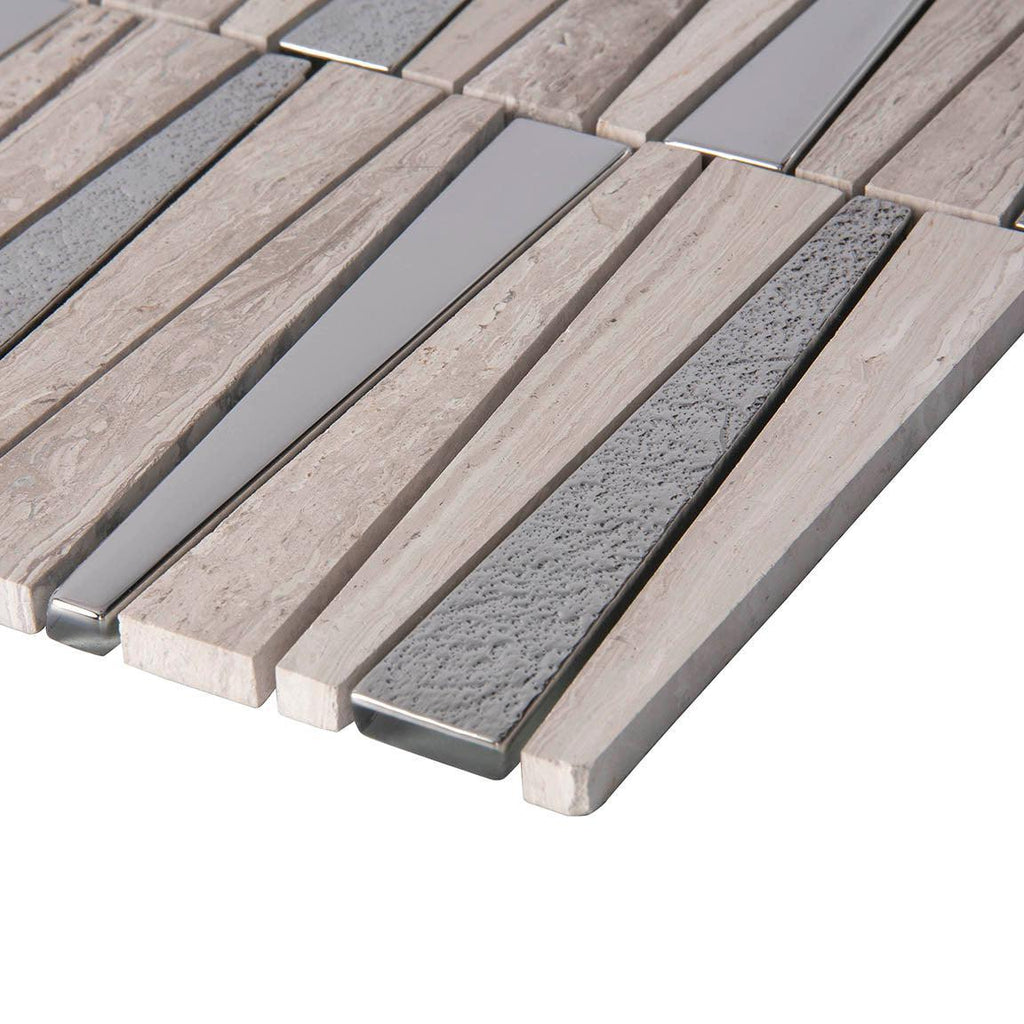 Villa Pyramids Gray Marble & Glass Mosaic Tile | Tile Club