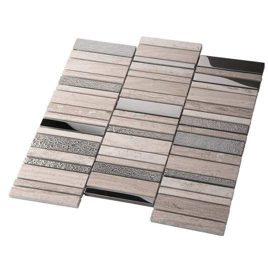 Villa Rapids Gray Marble & Glass Mosaic Tile | Tile Club
