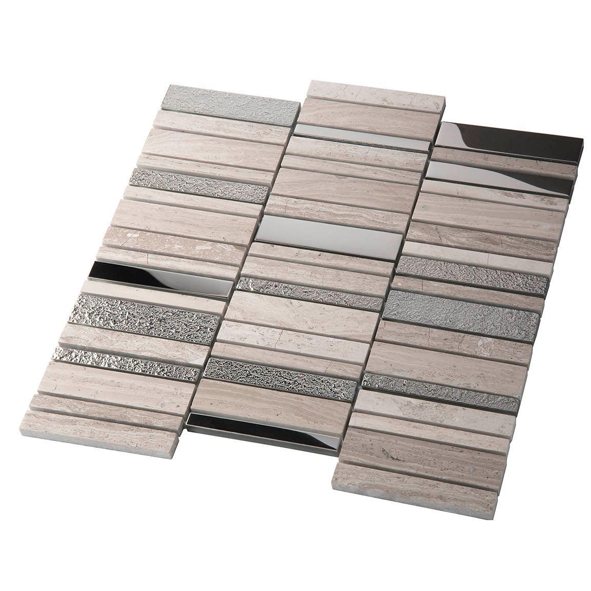 Villa Rapids Gray Marble & Glass Mosaic Tile | Tile Club