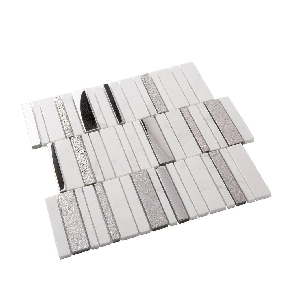 Villa Rapids White Marble & Glass Mosaic Tile | Tile Club