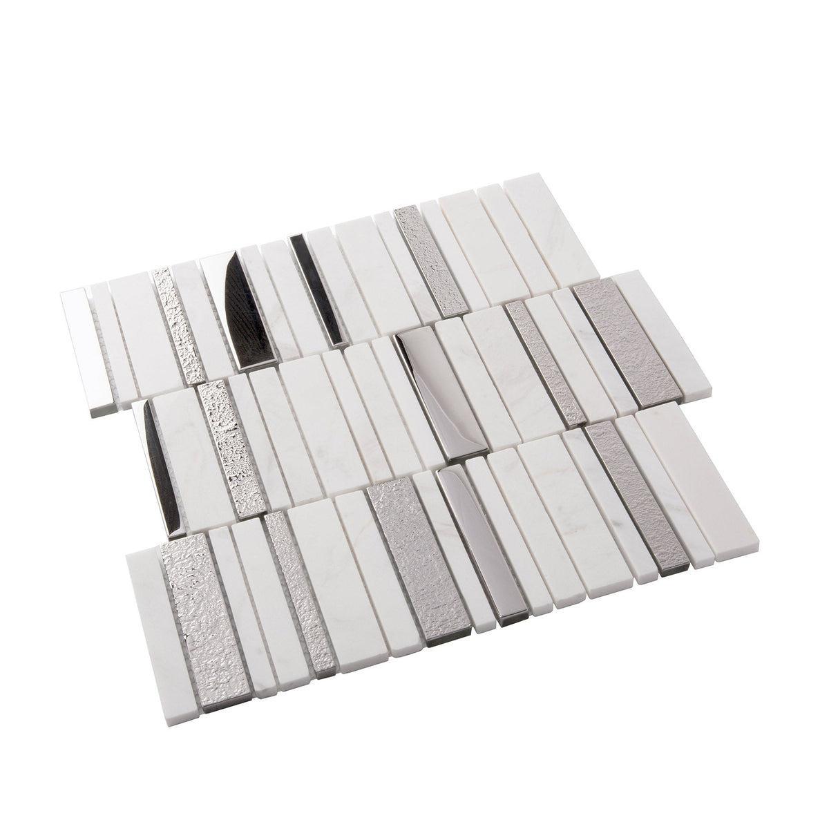 Villa Rapids White Marble & Glass Mosaic Tile | Tile Club