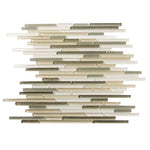 Waterfall Beige & White Linear Glass Mosaic Tile Sample