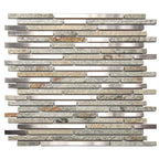 Waterfall Metal Quartz Linear Metal And Quartz Mosaic Tile