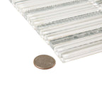 Waterfall Platinum White Glass Mosaic Tile | Tile Club