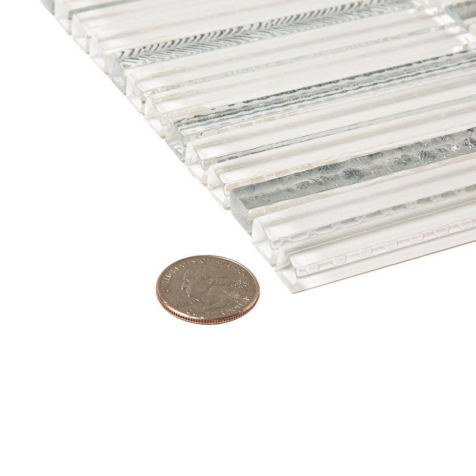 Waterfall Platinum White Glass Mosaic Tile | Tile Club