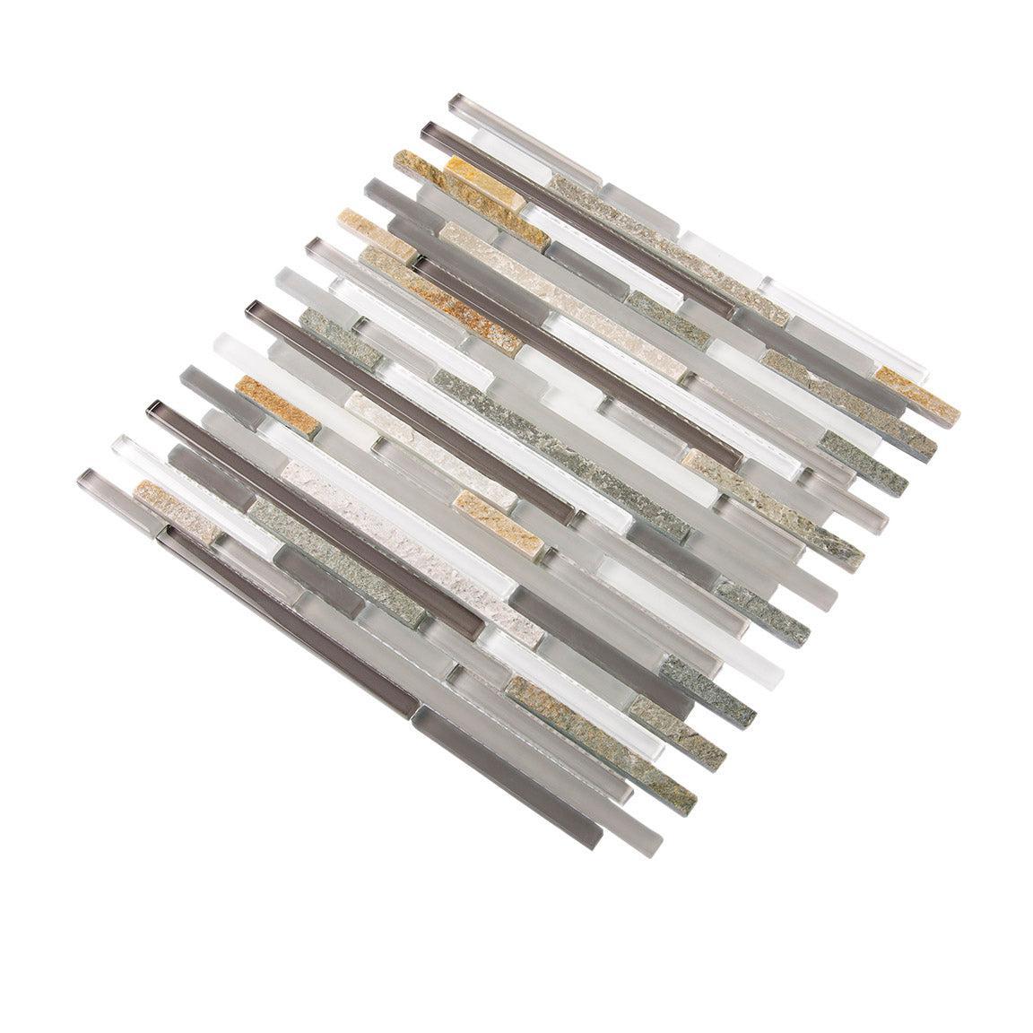 Waterfall Quartz Linear Glass And Quartz Mosaic Tile | Tile Club