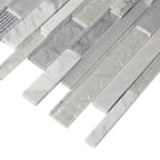 Waterfall Waves White Linear Glass Mosaic Tile | Tile Club