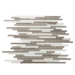 Waterfall White And Grey Linear Glass Mosaic Tile Sample