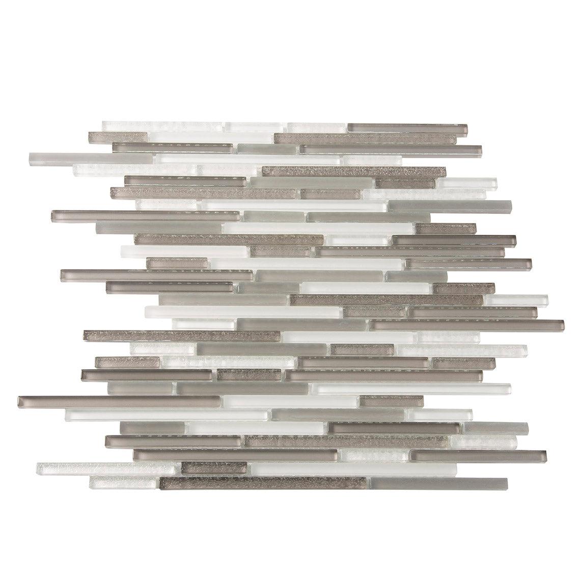 Waterfall White And Grey Linear Glass Mosaic Tile Sample
