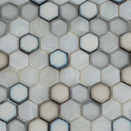White Ceramic And Pearl Glass Hexagon Mosaic Tile | Tile Club
