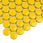 Yellow Buttons Porcelain Penny Round Tile | Tile Club