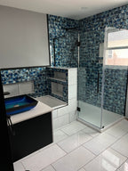 3" x 12" Blue Gemstone Agate Glass Tile | Tile Club