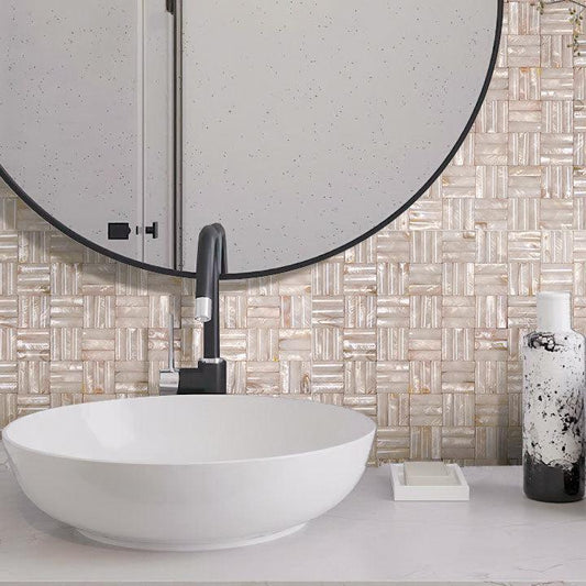 Mother of Pearl 3D Tile with a woven pattern