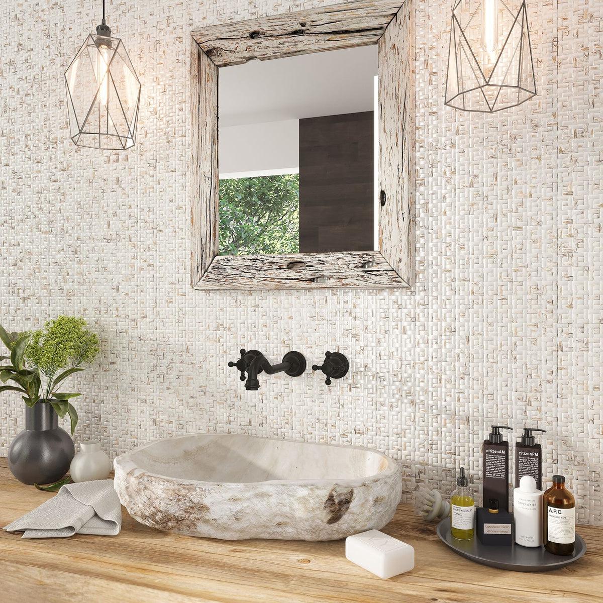 3D mother of pearl bathroom wall tile