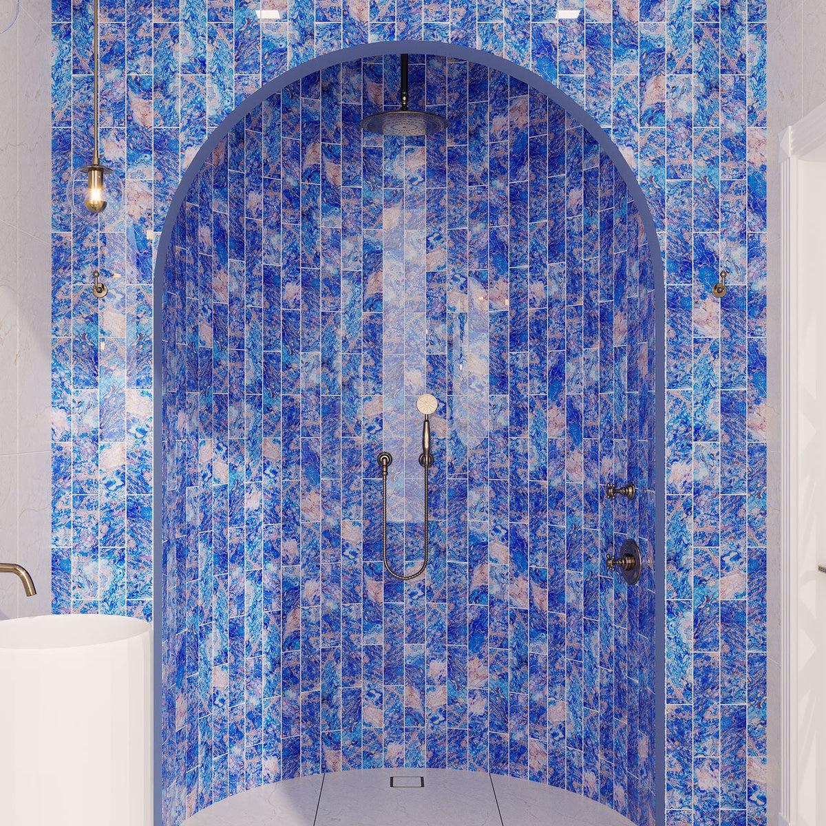 3" x 12" Celestial Sky Lapis Glass Tile | Tile Club