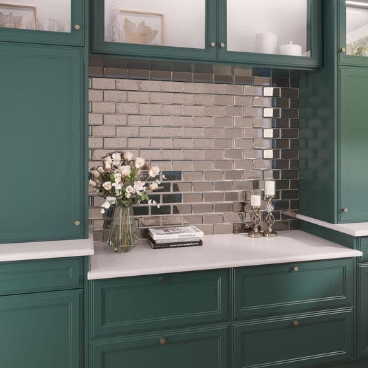 3x6 Beveled Antique Mirror Glass Subway Tile | Tile Club