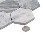 3" Calacatta Bluette Hexagon Polished Marble Mosaic Tile | Tile Club