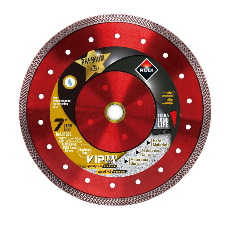RUBI Tools 7" VIP Turbo Mesh Premium Wet Diamond Saw Blade | Tile Club