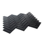 Obsidian Black Herringbone Glass Tile | Tile Club