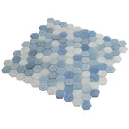 Blue And White Hexagon Glass Mosaic Tile | Tile Club