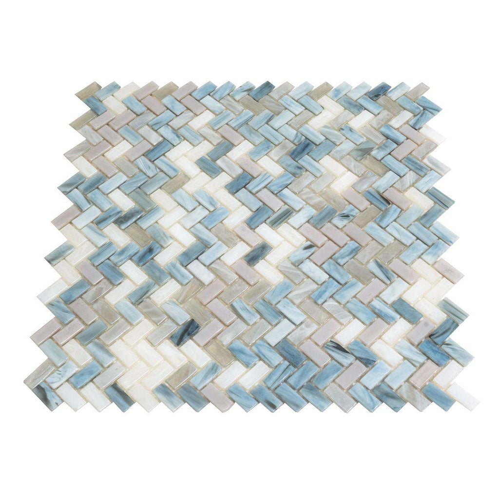 Blue Grey Herringbone Mosaic Tile | Tile Club