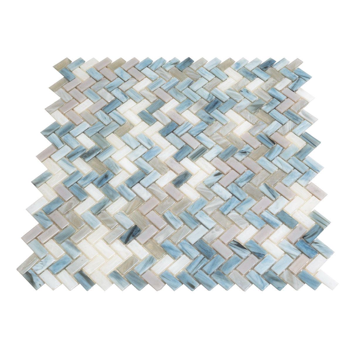 Blue Grey Herringbone Mosaic Tile | Tile Club