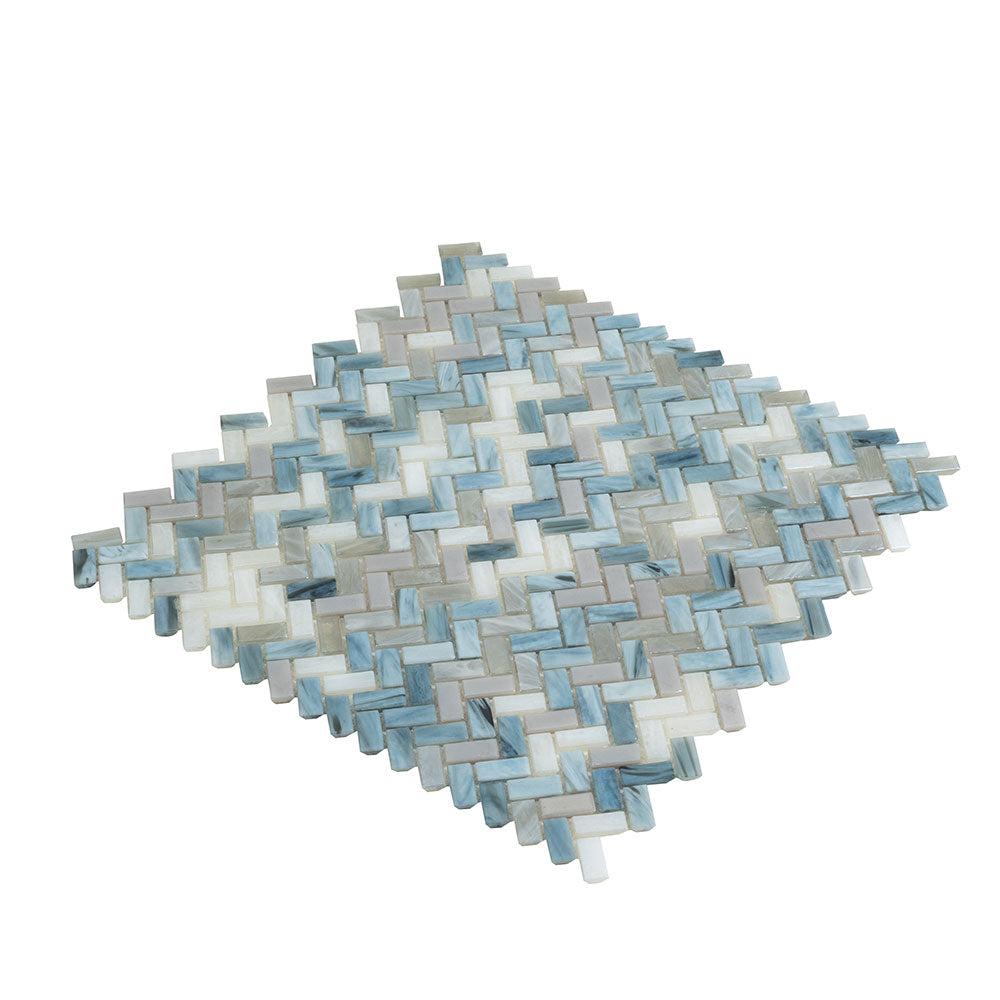 Blue Pearl Herringbone Mosaic Tile