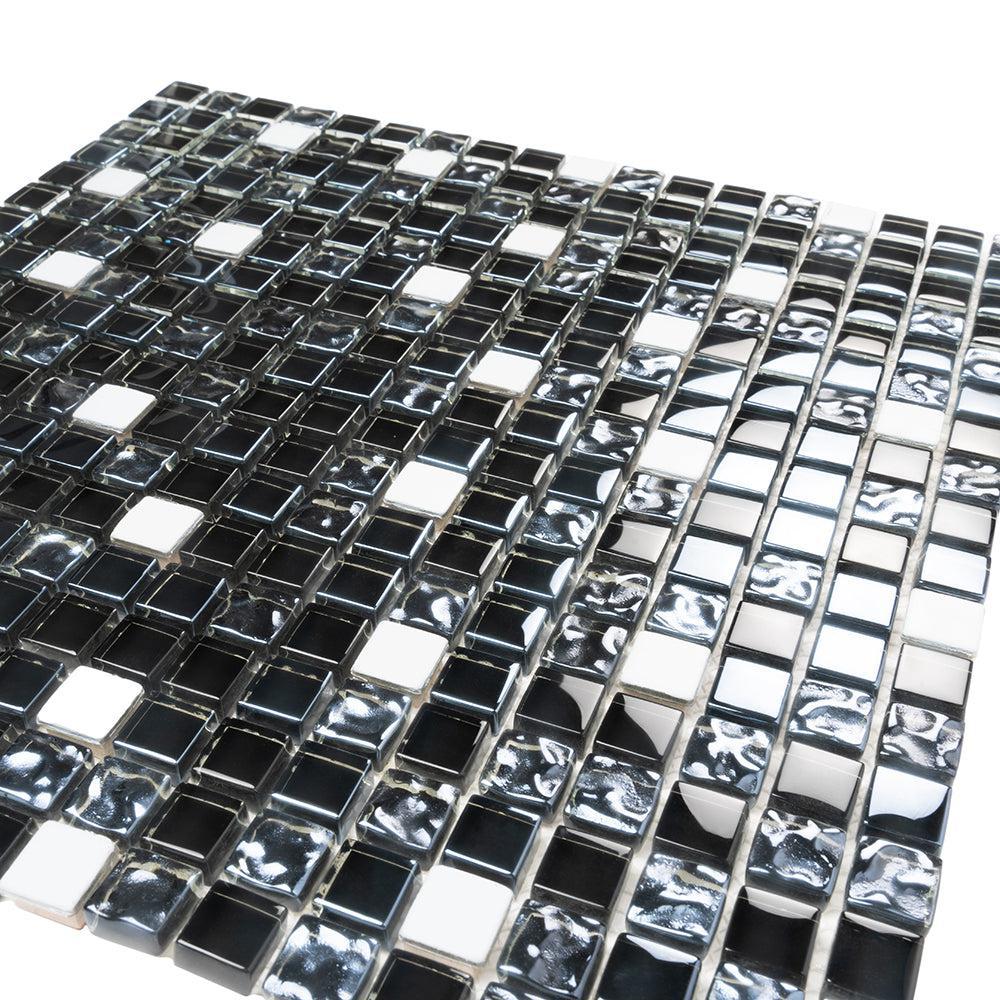 Breeze Gray Glass & Metal Mosaic Tile