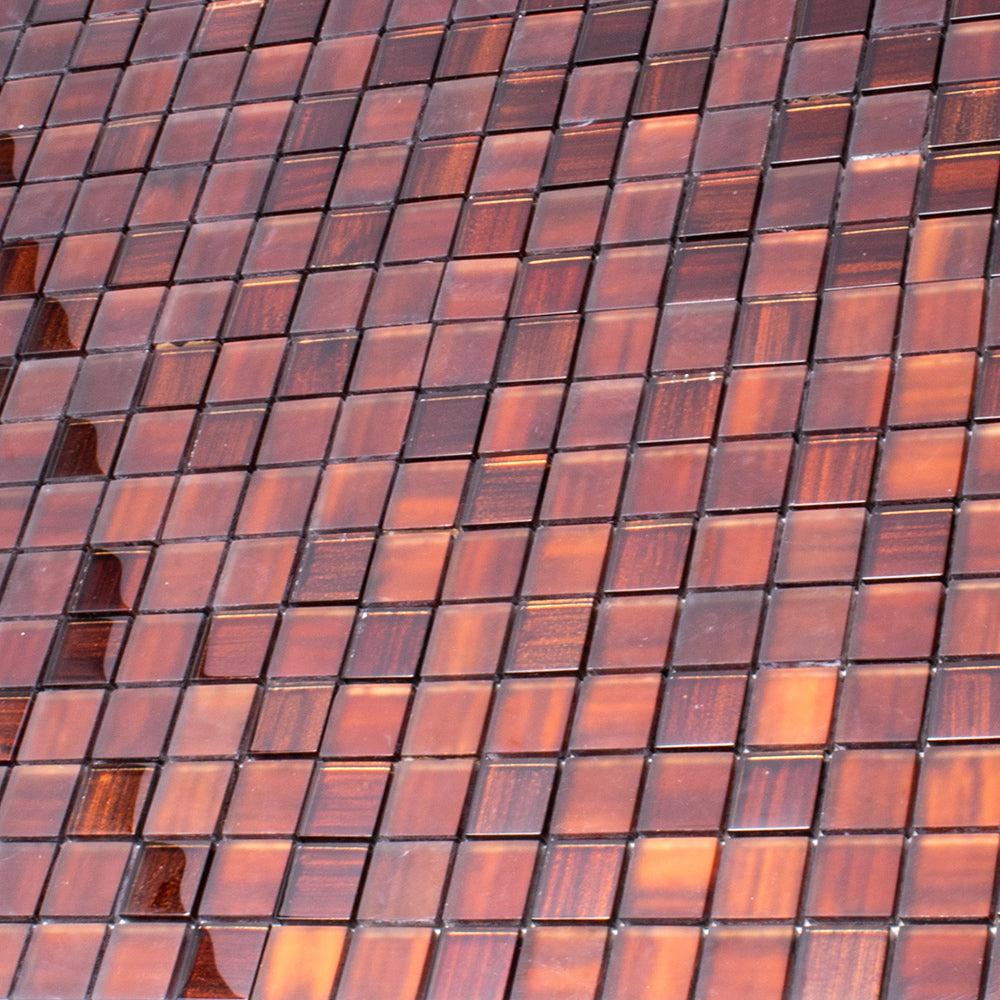 Brown Foil And Frosted Square Mosaic Tile
