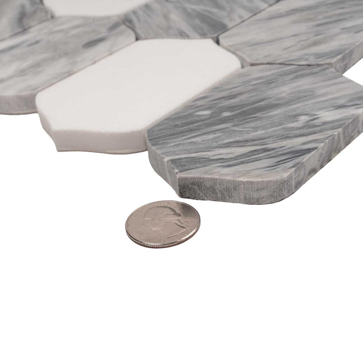 Calacatta Bluette Elongated Hexagon Mosaic Tile | Tile Club