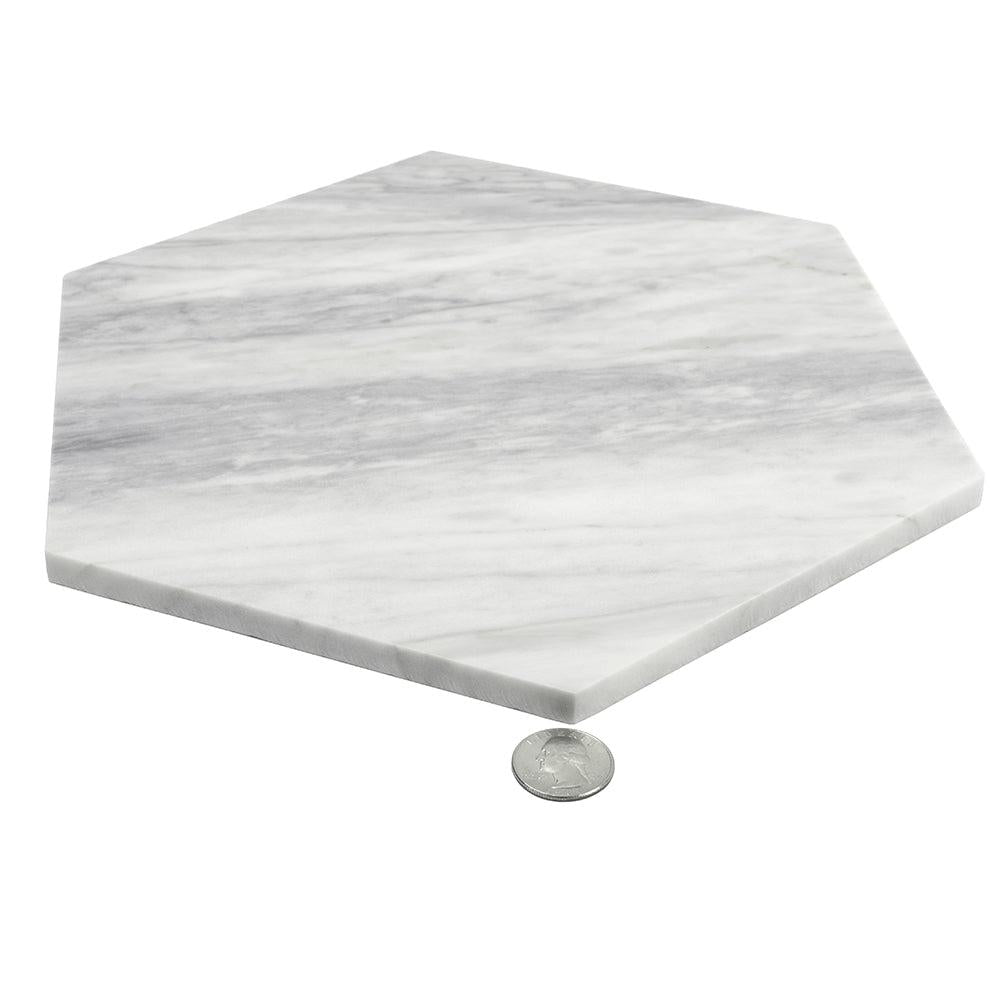 Calacatta Bluette Marble 10" Honed Hexagon Tile | Tile Club