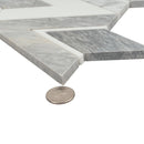 Calacatta Bluette and White Marble Stellar Diamond Mosaic Tile | Tile Club